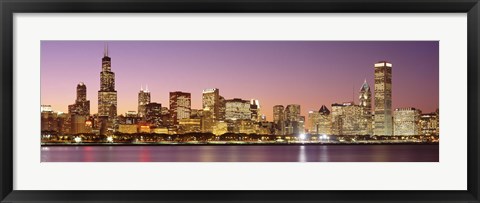 Framed Dusk Skyline Chicago IL USA Print