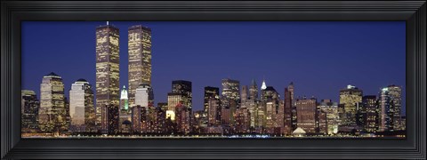 Framed Skyline with World Trade Center at Night Print