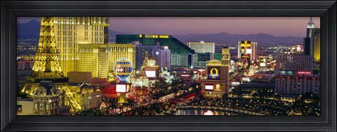 Framed MGM Grand and Paris Casinos at night, Las Vegas, Nevada Print