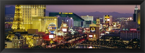 Framed MGM Grand and Paris Casinos at night, Las Vegas, Nevada Print