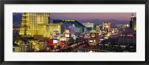 Framed MGM Grand and Paris Casinos at night, Las Vegas, Nevada Print