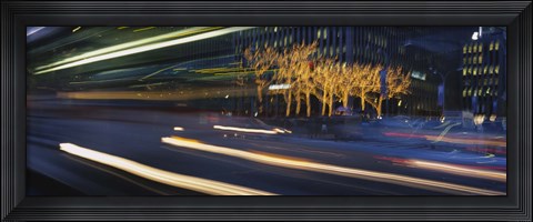 Framed Traffic On The Street At Night, Sixth Avenue, Manhattan, NYC, New York City, New York State, USA Print