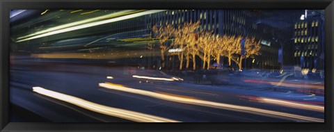 Framed Traffic On The Street At Night, Sixth Avenue, Manhattan, NYC, New York City, New York State, USA Print