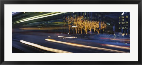 Framed Traffic On The Street At Night, Sixth Avenue, Manhattan, NYC, New York City, New York State, USA Print