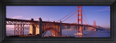 Framed Suspension bridge at dusk, Golden Gate Bridge, San Francisco, Marin County, California, USA Print