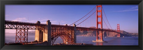 Framed Suspension bridge at dusk, Golden Gate Bridge, San Francisco, Marin County, California, USA Print