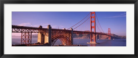 Framed Suspension bridge at dusk, Golden Gate Bridge, San Francisco, Marin County, California, USA Print