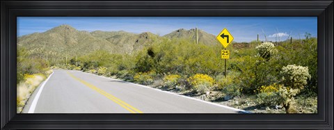 Framed Directional signboard at the roadside, McCain Loop Road, Tucson Mountain Park, Tucson, Arizona, USA Print
