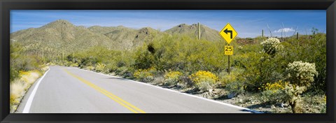 Framed Directional signboard at the roadside, McCain Loop Road, Tucson Mountain Park, Tucson, Arizona, USA Print