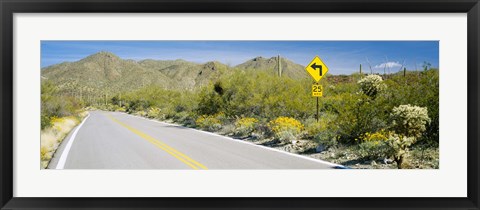 Framed Directional signboard at the roadside, McCain Loop Road, Tucson Mountain Park, Tucson, Arizona, USA Print