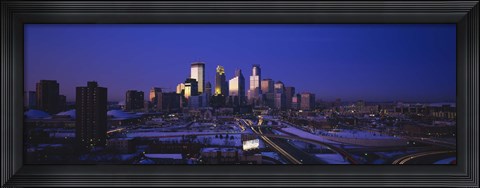 Framed Skyscrapers at dusk, Minneapolis, Minnesota, USA Print