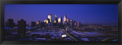 Framed Skyscrapers at dusk, Minneapolis, Minnesota, USA Print