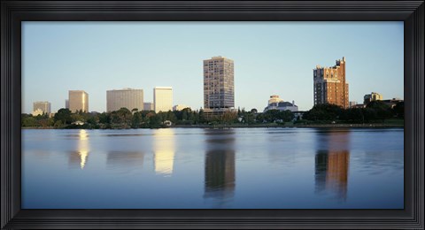Framed Lake Merritt with skyscrapers, Oakland, California Print