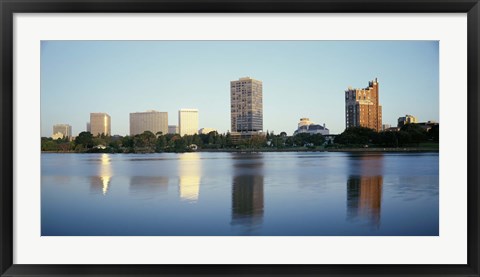 Framed Lake Merritt with skyscrapers, Oakland, California Print