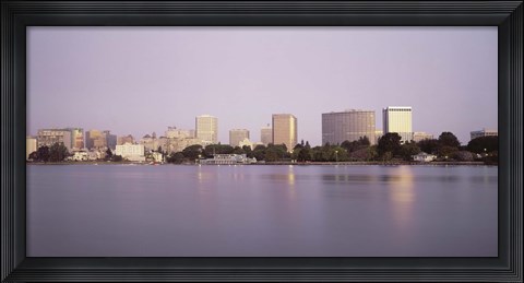 Framed Reflection of skyscrapers in Lake Merritt, Oakland, California Print