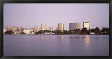 Framed Reflection of skyscrapers in Lake Merritt, Oakland, California Print