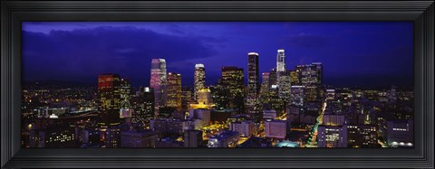 Framed Skyscrapers lit up at night, City Of Los Angeles, California, USA Print