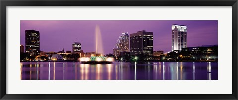 Framed View Of A City Skyline At Night, Orlando, Florida, USA Print