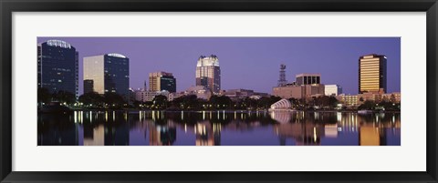 Framed Office Buildings Along The Lake, Lake Eola, Orlando, Florida, USA Print