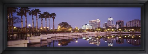 Framed Reflection Of Buildings In The Lake, Lake Luceme, Orlando, Florida, USA Print