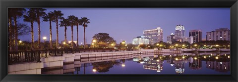 Framed Reflection Of Buildings In The Lake, Lake Luceme, Orlando, Florida, USA Print