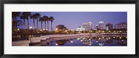 Framed Reflection Of Buildings In The Lake, Lake Luceme, Orlando, Florida, USA Print