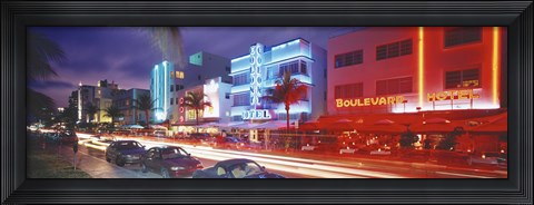 Framed Ocean Drive, Miami Beach, Miami, Florida, USA Print
