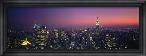 Framed Twilight, Aerial, NYC, New York City, New York State, USA Print
