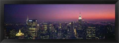 Framed Twilight, Aerial, NYC, New York City, New York State, USA Print