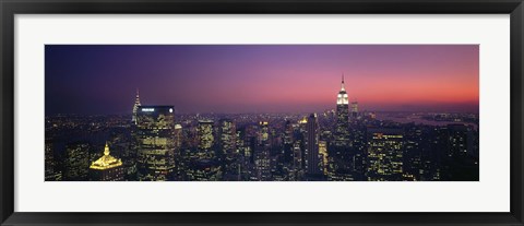 Framed Twilight, Aerial, NYC, New York City, New York State, USA Print