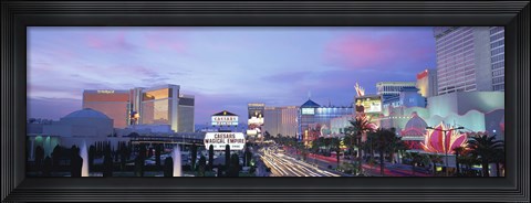 Framed Dark Blue Sky with Pink Coulds Over Las Vegas Print