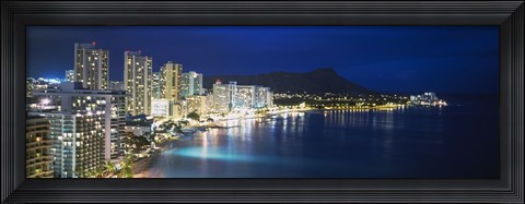 Framed Buildings On The Waterfront, Waikiki, Honolulu, Oahu, Hawaii, USA Print