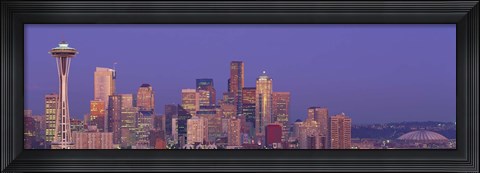 Framed USA, Washington, Seattle, cityscape at twilight Print