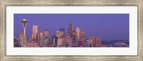 Framed USA, Washington, Seattle, cityscape at twilight Print