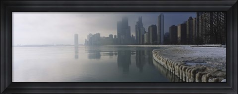 Framed Buildings at the waterfront, Lake Michigan, Navy Pier, Michigan, Chicago, Cook County, Illinois, USA Print