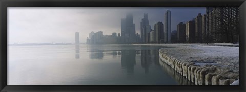 Framed Buildings at the waterfront, Lake Michigan, Navy Pier, Michigan, Chicago, Cook County, Illinois, USA Print