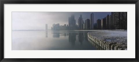 Framed Buildings at the waterfront, Lake Michigan, Navy Pier, Michigan, Chicago, Cook County, Illinois, USA Print