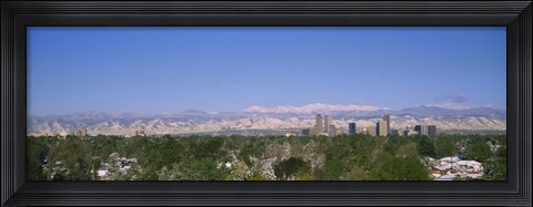 Framed Buildings in a city with a mountain range in the background, Denver, Colorado, USA Print