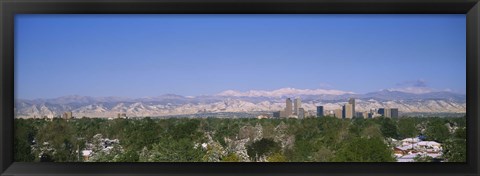 Framed Buildings in a city with a mountain range in the background, Denver, Colorado, USA Print