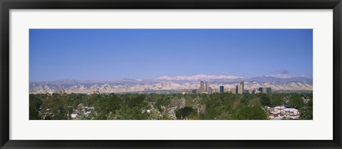 Framed Buildings in a city with a mountain range in the background, Denver, Colorado, USA Print