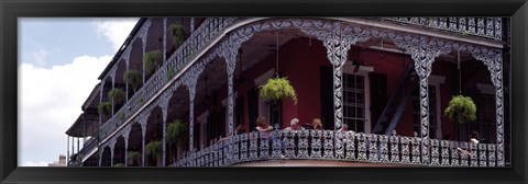 Framed People sitting in a balcony, French Quarter, New Orleans, Louisiana, USA Print