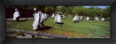 Framed USA, Washington DC, Korean War Memorial, Statues in the field Print