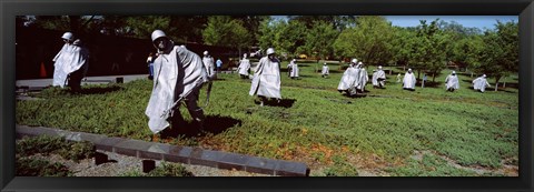 Framed USA, Washington DC, Korean War Memorial, Statues in the field Print