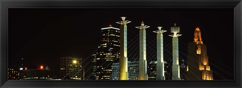 Framed Buildings lit up at night in a city, Bartle Hall, Kansas City, Jackson County, Missouri, USA Print