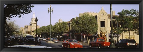 Framed USA, Missouri, Kansas, Country Club Plaza, Traffic on the road Print