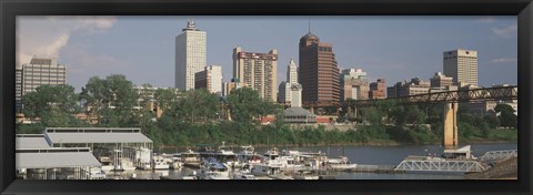 Framed Boats moored at a harbor, Mud Island, Memphis, Tennessee, USA Print