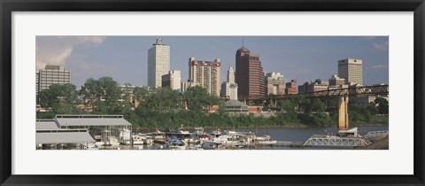 Framed Boats moored at a harbor, Mud Island, Memphis, Tennessee, USA Print