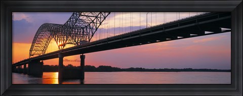 Framed Sunset, Hernandez Desoto Bridge And Mississippi River, Memphis, Tennessee, USA Print