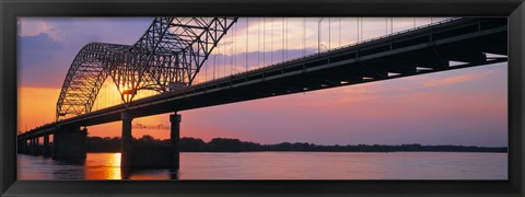 Framed Sunset, Hernandez Desoto Bridge And Mississippi River, Memphis, Tennessee, USA Print