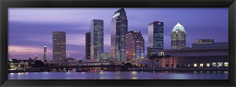 Framed USA, Florida, Tampa, View of an urban skyline at night Print